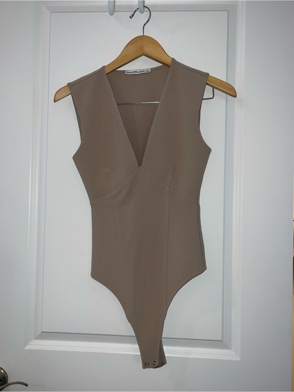 Sleeveless V-Neck Taupe One-Piece Bodysuit - Brand: Abercrombie
